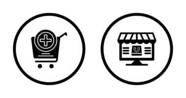 añadir a carro y en línea compras icono vector