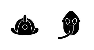 firefighter hat and Oxygen mask Icon vector