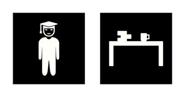 student standing and studying desk Icon vector