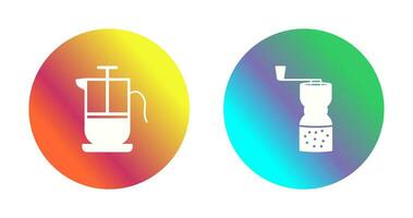 french press and coffee grinder  Icon vector