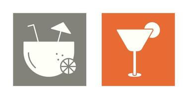 coconut drink and cocktail drink  Icon vector