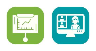 Line Graph and Conference video Call Icon vector