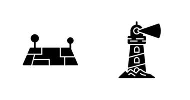 Pin Location and Lighthouse Icon vector