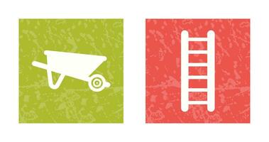 Wheelbarrow and ladder Icon vector