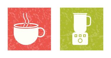 caliente café y café licuadora icono vector