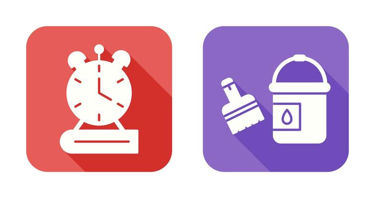 Paint Brush and Alarm Clock Icon