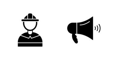 firefighter and megaphone  Icon vector