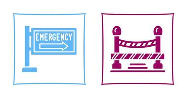 Emergency Sign and Do Not Cross Line, Icon vector