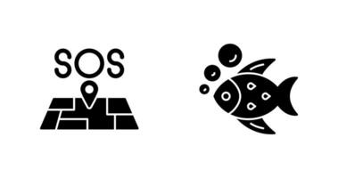 Sos and Fish Icon vector