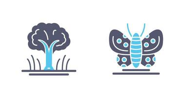 Tree and Butterfly Icon vector