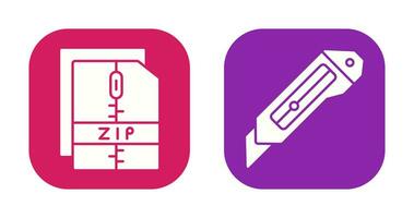 Cutter and Zip File Icon vector