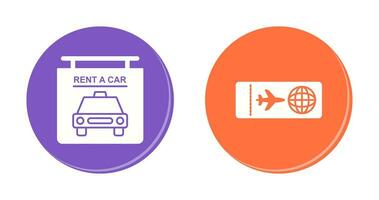 Rent a car and Plane tickets  Icon vector