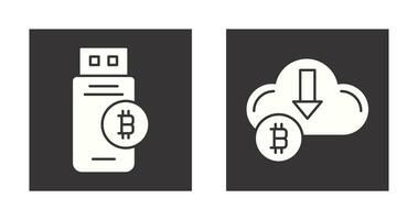 Bitcoin Usb Device and Down Arrow Icon vector