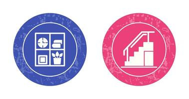 Bookshelf and Stairs Icon vector