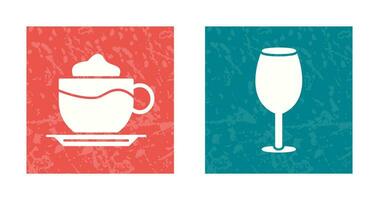 latté y vino vaso icono vector