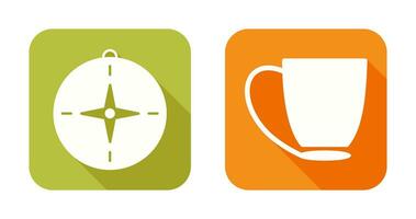 compass and coffee cup Icon vector