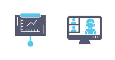 Line Graph and Conference video Call Icon vector