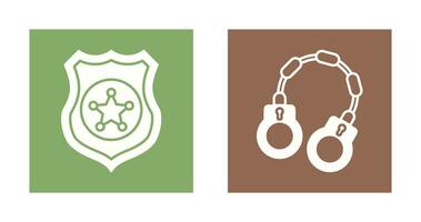 Police shield and Handcuff Icon vector