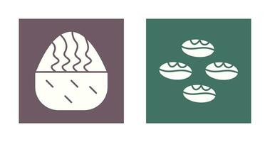 cream muffin and coffee beans  Icon vector