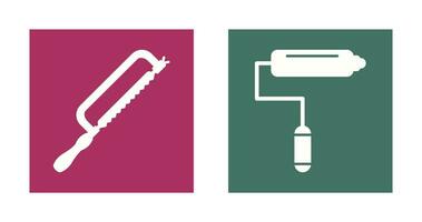 Hacksaw and Paint Roller Icon vector