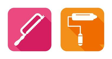 Hacksaw and Paint Roller Icon vector