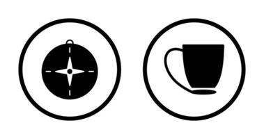 compass and coffee cup Icon vector