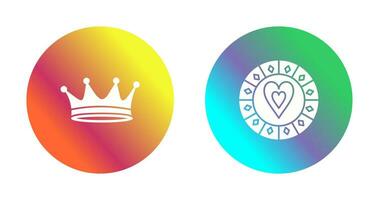 king crown and heart chip Icon vector