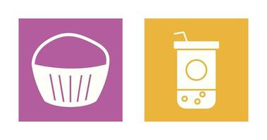 Chocolate Muffin and Chocolate Shake  Icon vector