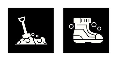 Shovel and Ski Boots Icon vector