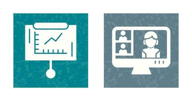 Line Graph and Conference video Call Icon vector