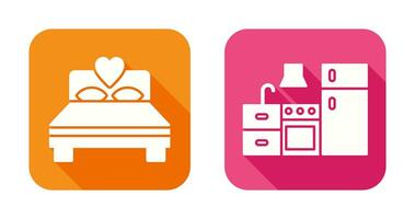 Bedroom and Kitchen Icon vector