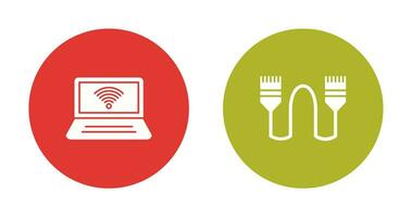 Connected Laptop and Internet Cable Icon vector