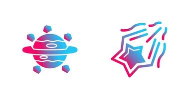 saturn and shooting star Icon vector