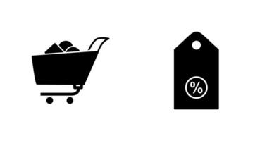 shopping cart and discount tag Icon vector