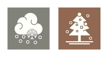 Snow Fall and Christmas Tree Icon vector