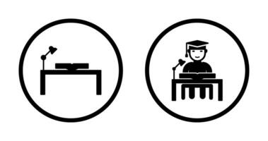study desk and studying on desk  Icon vector