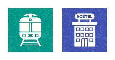 Tram and Hostel Icon vector