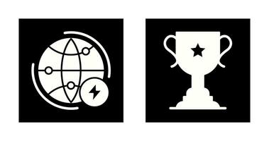 Globe Earth and Trophy Icon vector