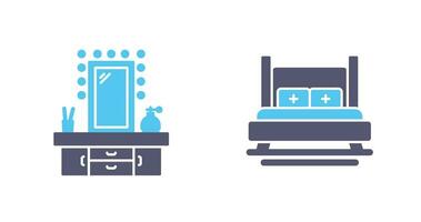 Dressing Table and Bed Icon vector