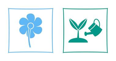 pequeño flores y creciente planta icono vector