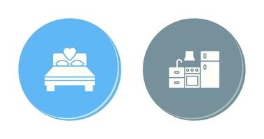 Bedroom and Kitchen Icon vector