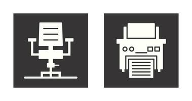 Desk Chair and Printer Icon vector