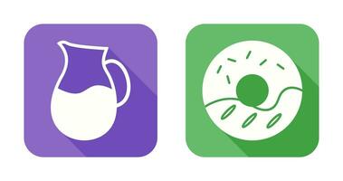 milk jug and cream doughnut  Icon vector