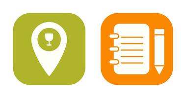 bar location and notepad Icon vector
