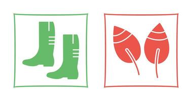 Gardening Boots and Leaves Icon vector