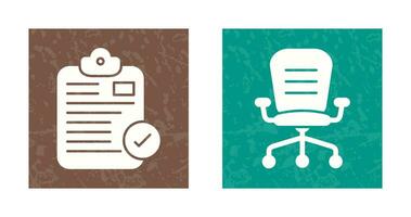 Secure Notepad and Office Chair Icon vector