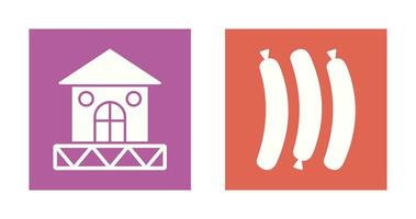 House and Hot Sausage Icon vector