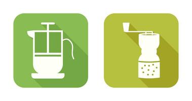 french press and coffee grinder  Icon vector