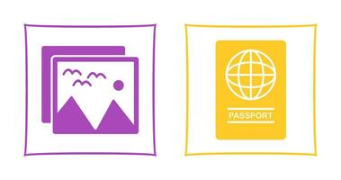 imágenes y pasaporte icono vector