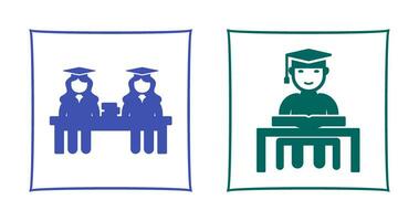 Combined Study and Studying on Desk Icon vector